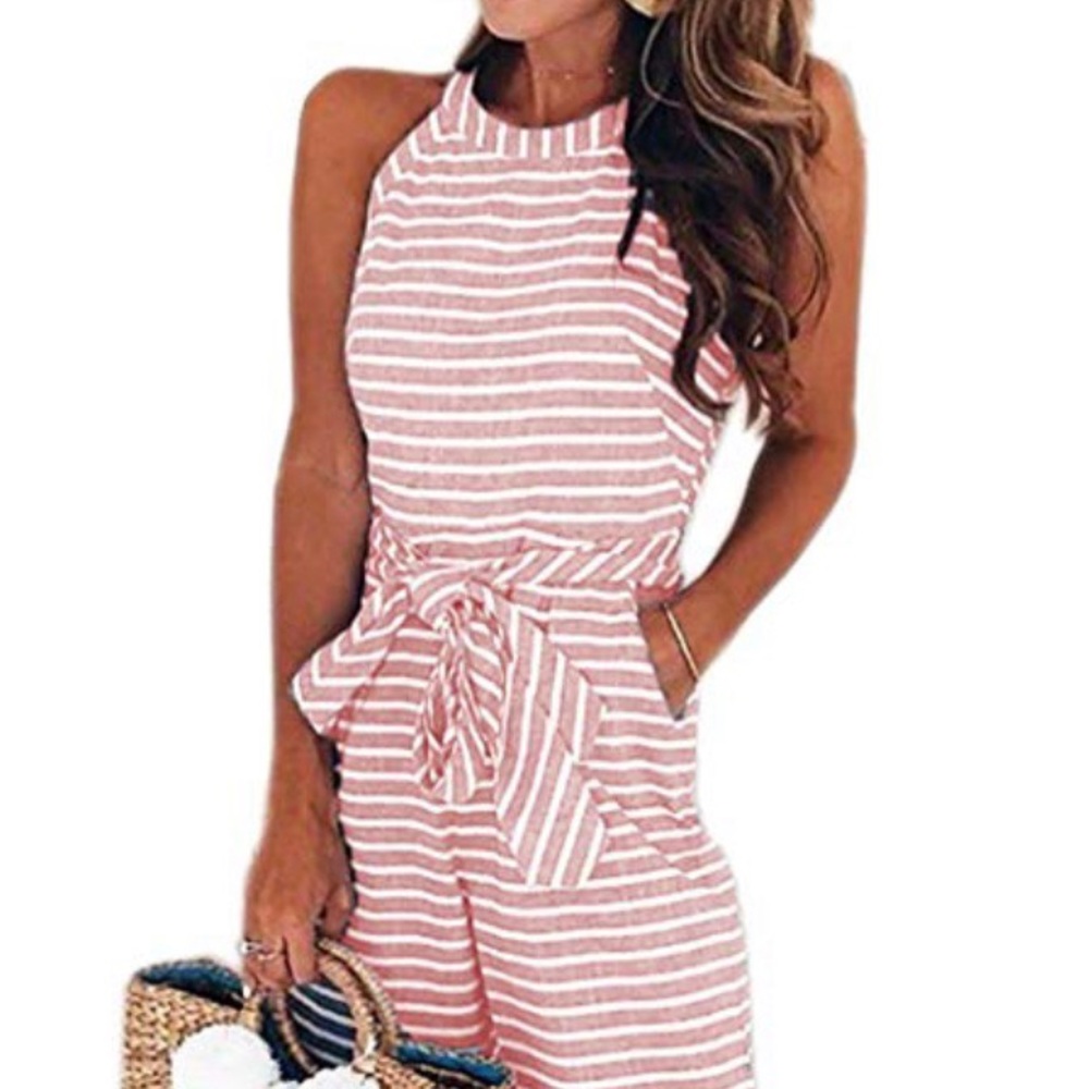 Pink crop romper